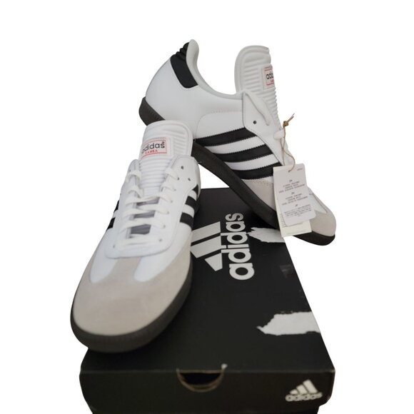 Adidas Samba Classic Mens Soccer Shoes Size 11.5 White & Black Leather - Picture 1 of 11